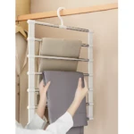 Perchero gancho para colgar pantalones en closet, diseño con 5 niveles de almacenamiento.