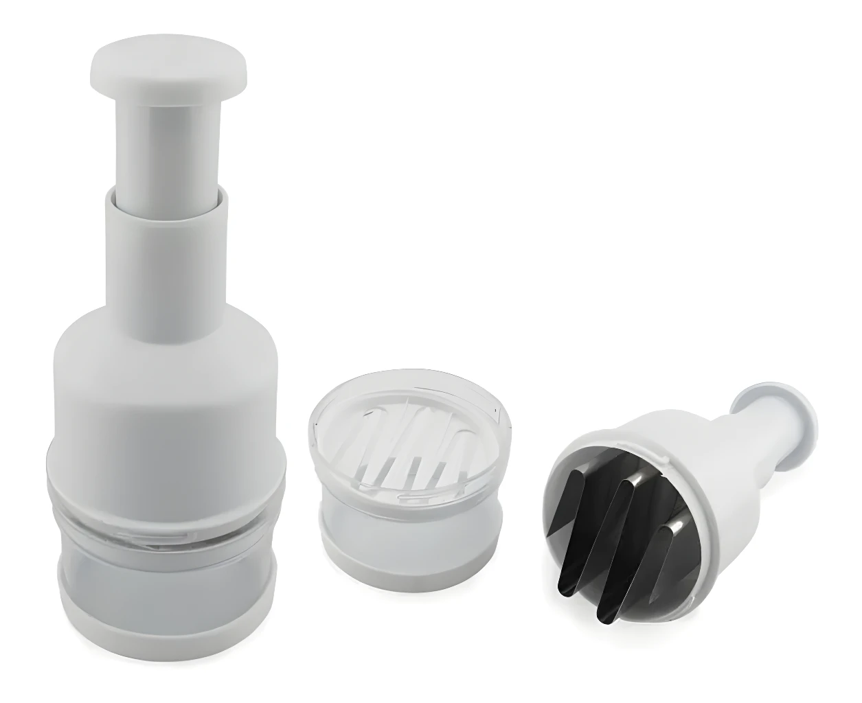 Picador de verduras Press Choper blanco con cuchillas.