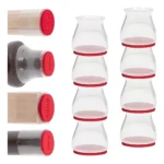 Protectores de silicona para patas de silla, juego de 8 piezas con base roja.
