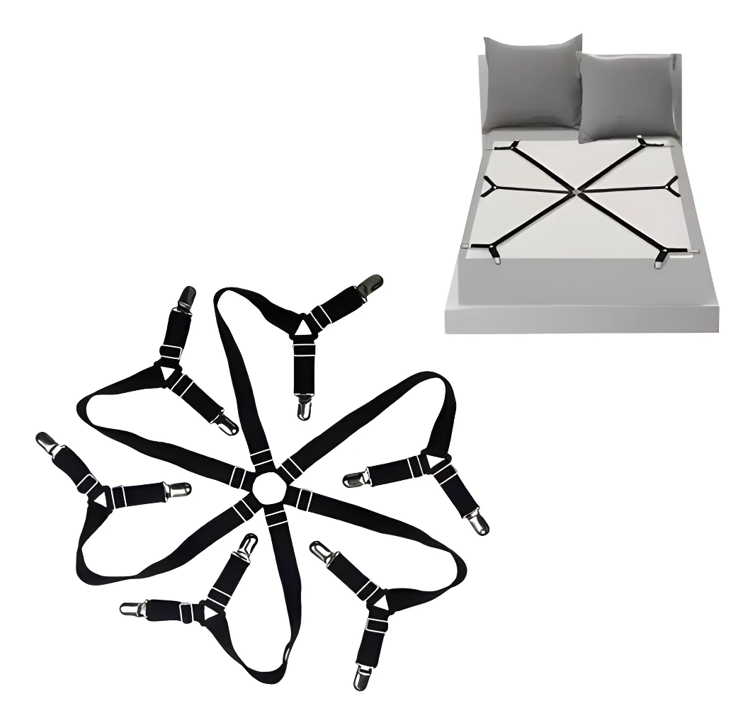 Sujetador tensor para cama de 6 lados, mantiene las sábanas ajustadas y ordenadas.