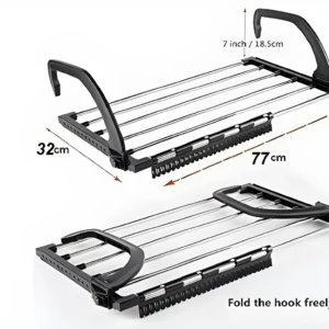 Tendedero de ropa A2503-473 plegable de metal y plástico, 77cm de largo.