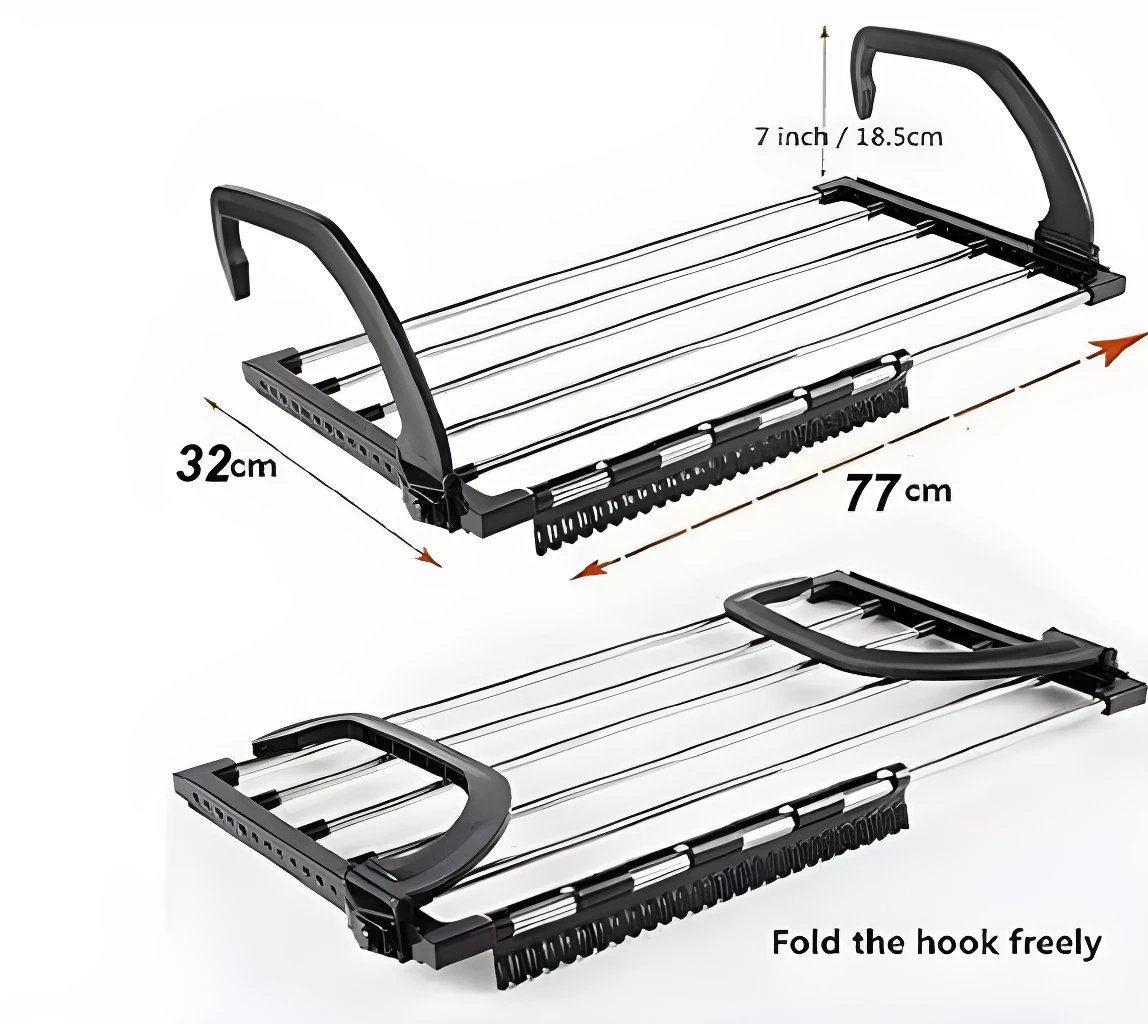 Tendedero de ropa A2503-473 plegable de metal y plástico, 77cm de largo.