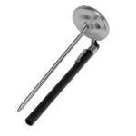 Termómetro bimetálico de bolsillo con punta metálica y mango negro.