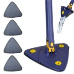 Trapero triángulo autoescurrido azul con repuestos y chorro de agua.