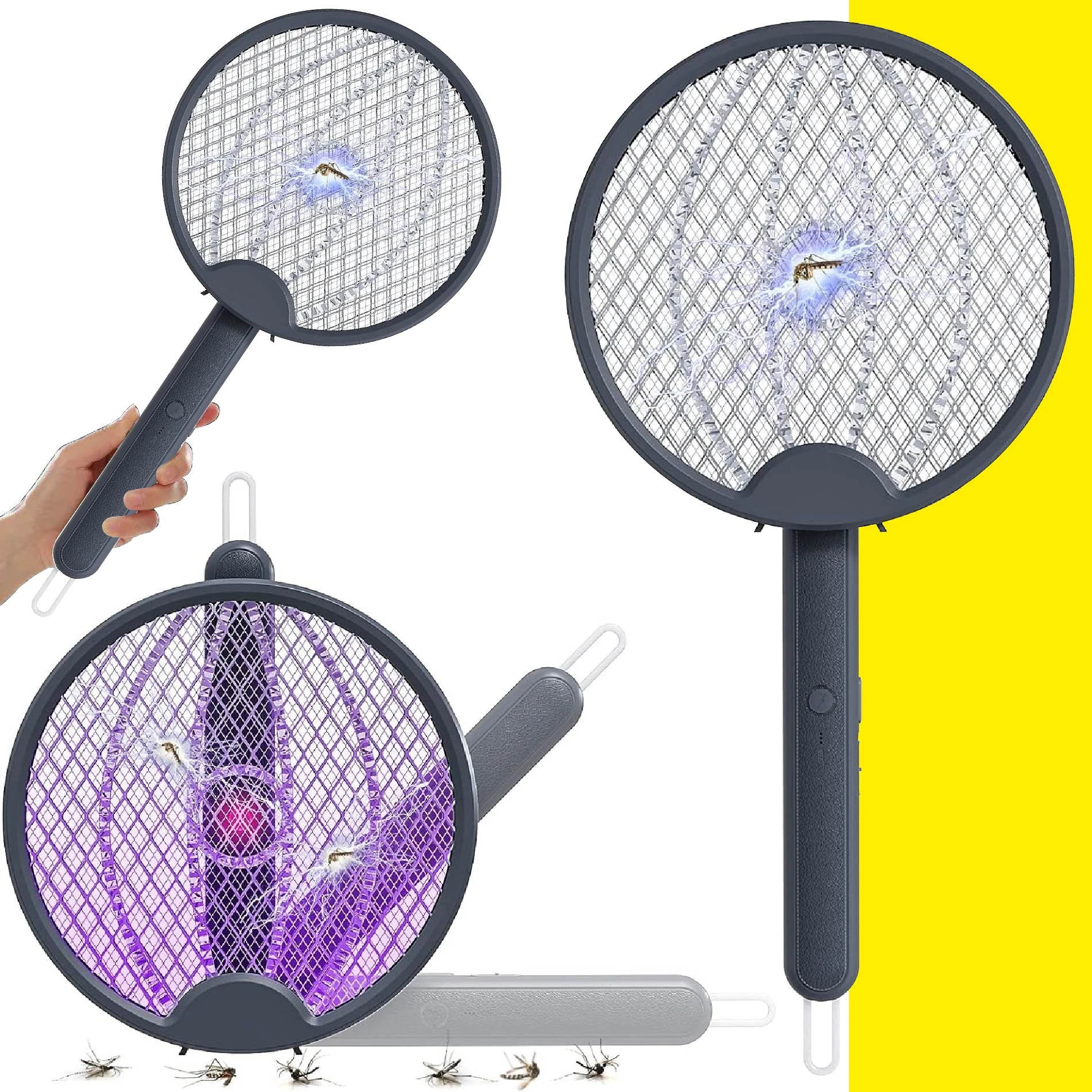 Raqueta mata zancudos plegable colgante: atrapa y elimina mosquitos con su luz UV.