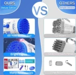 Pistola de burbujas azul de 69 agujeros Deluxe Edition con luces y muchos accesorios.