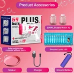 Pistola de burbujas 69 agujeros, 100ml agua burbujas, cargador, batería litio.