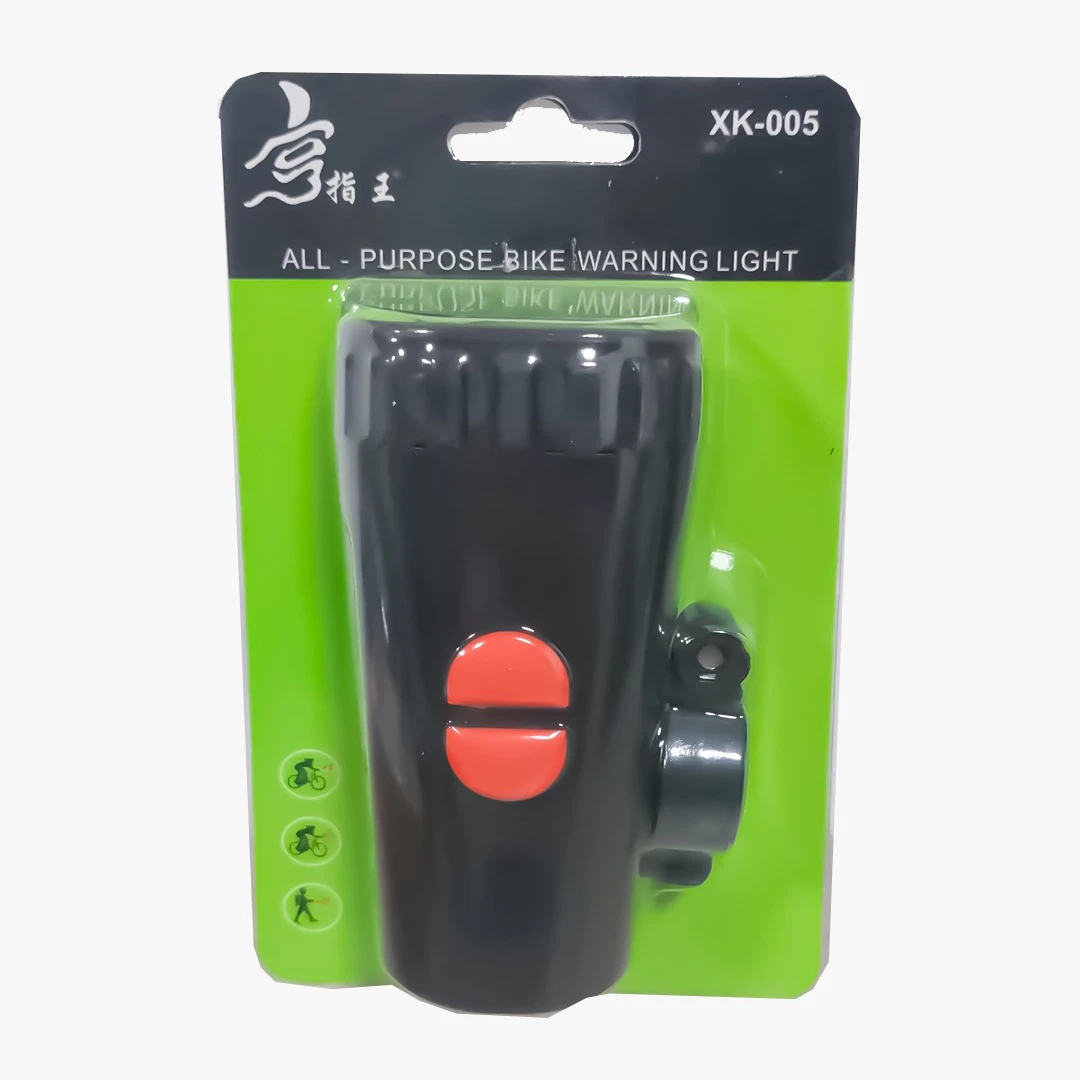 Linterna LED con pito para bicicleta, luz de advertencia todo propósito.