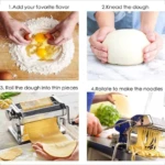 Máquina para hacer pasta con rodillo, amasa y corta espaguetis y raviolis fácilmente.