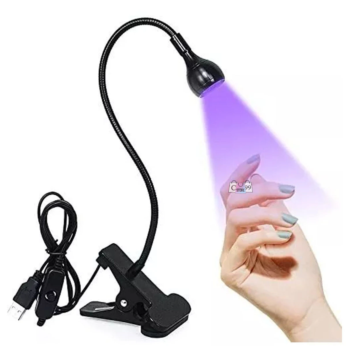 Lámpara plegable 3W USB para secado de uñas, luz UV portátil con clip.