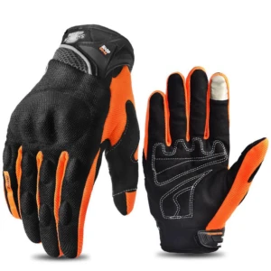 Guante protector de moto impermeable Su09, negro y naranja, para motociclistas.