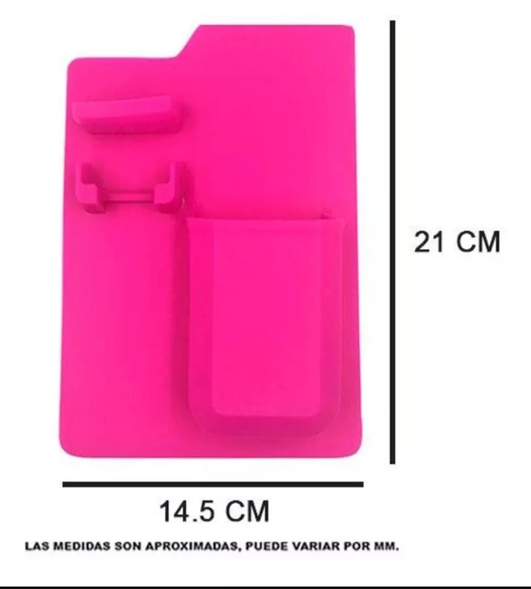 Organizador de baño rosa para cepillos de dientes y soporte con medidas 21x14.5 cm.