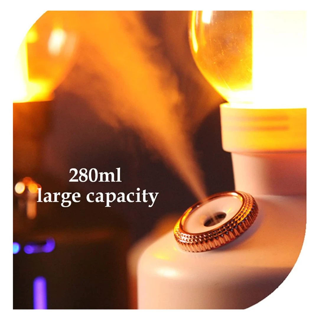 Humidificador de 280ml para linterna LED de camping con vapor visible.