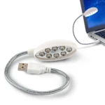 Mini lámpara LED blanca para laptop, flexible, con 8 luces, se conecta a USB.