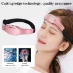 Masajeador de cabeza eléctrico rosa para aliviar migrañas estimulando nervios.