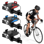 Linterna para bicicleta con bocina y base para celular, ideal para ciclismo nocturno.