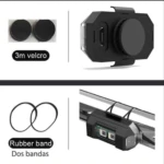 Luz trasera intermitente para bicicleta con velcro y bandas elásticas de goma.