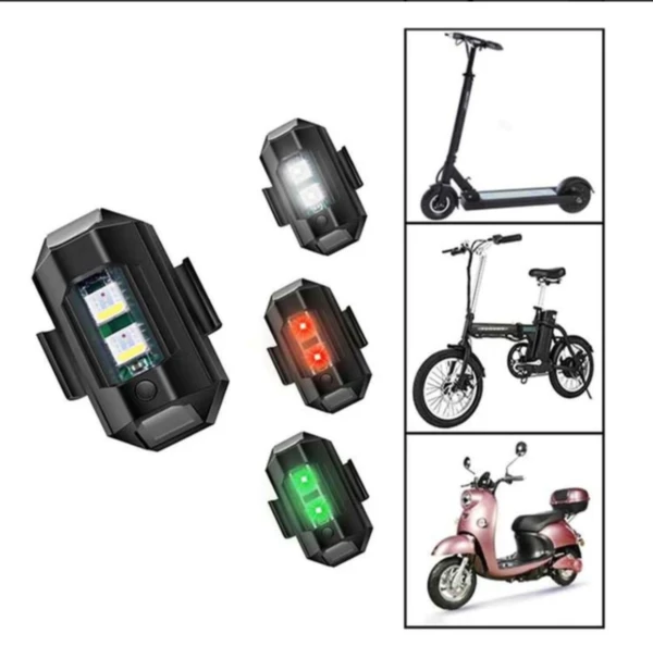 Luces traseras LED intermitentes para bicicleta y patineta, rojas y verdes.