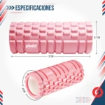 Rodillo Pilates Pbold rosa 32 cm de largo, 12.7 cm de diámetro, ideal para ejercicio y recuperación.