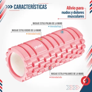 Rodillo de pilates Pbold rosa para masaje de intensidad baja, media y alta en manos.