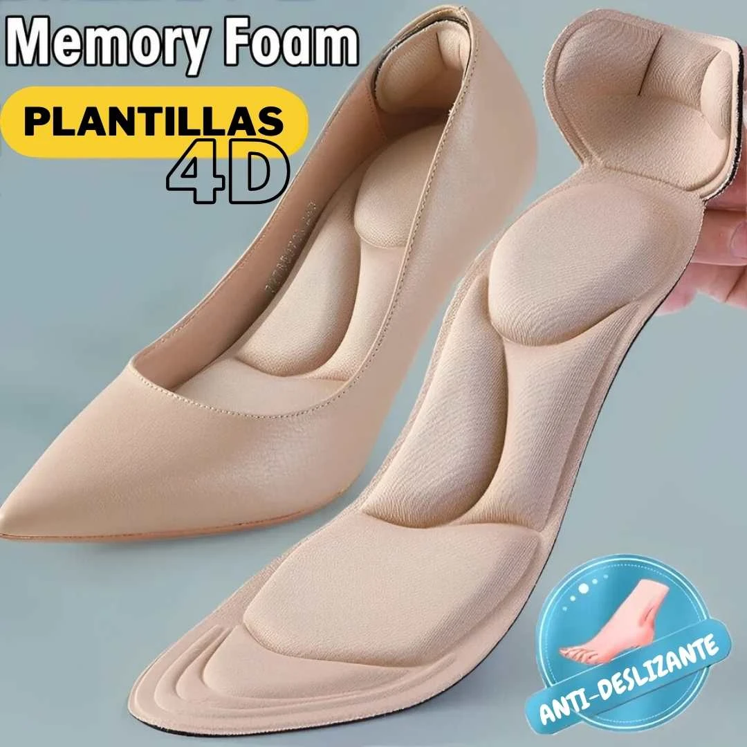 Plantillas 4D de espuma viscoelástica para tacones, transpirables y antideslizantes para uso diario.