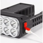 Linterna multifuncional 8 LED 5117 recargable con botón de encendido y entrada USB.