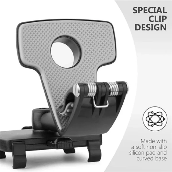 Base soporte celular para carro 360°, diseño clip especial, pad silicona antideslizante.