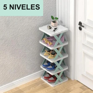 Organizador multiestante X5 con zapatillas y zapatos deportivos, ideal para tu hogar.
