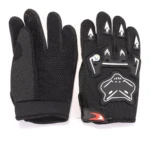 Guantes de moto y ciclismo livianos A02 negros con diseño aerodinámico y puntos de agarre.