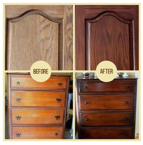 Reparador de Madera Bee Repair: antes y después de muebles y puertas de madera.