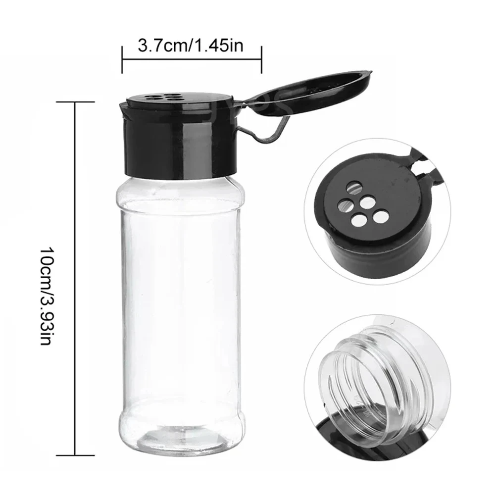 Botella organizadora de especias con tapa dispensadora y medida de 10cm x 3.7cm.