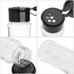 Frascos transparentes para especias con tapas negras, organizador de cocina.