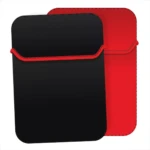 Funda neopreno doble cara negra y roja para portátil, con costura roja.