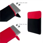 Funda neopreno doble faz para portátil, fácil uso, negro/rojo.