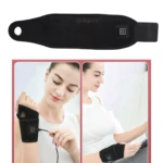 Muñequera de compresión térmica Zoccocio con botón de terapia de calor, negra.