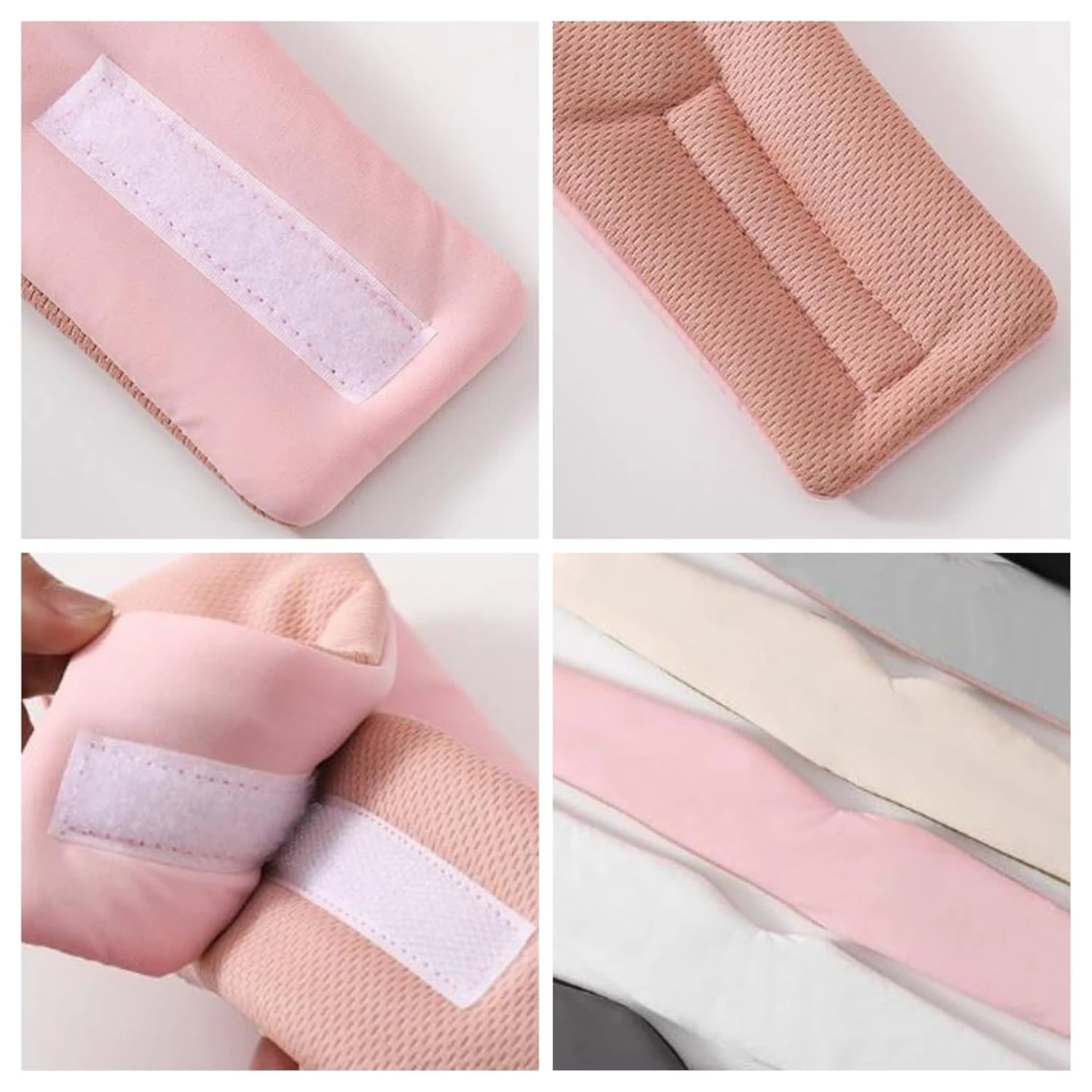 Sujetador adhesivo levanta busto color rosa con velcro, múltiples colores en fila.