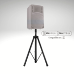 Soporte trípode para parlantes, ajustable de 65 a 110 cm, compatible con altavoces.