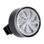Luz trasera de bicicleta Aqy-0113 con LED brillantes y diseño circular, ideal para seguridad nocturna.
