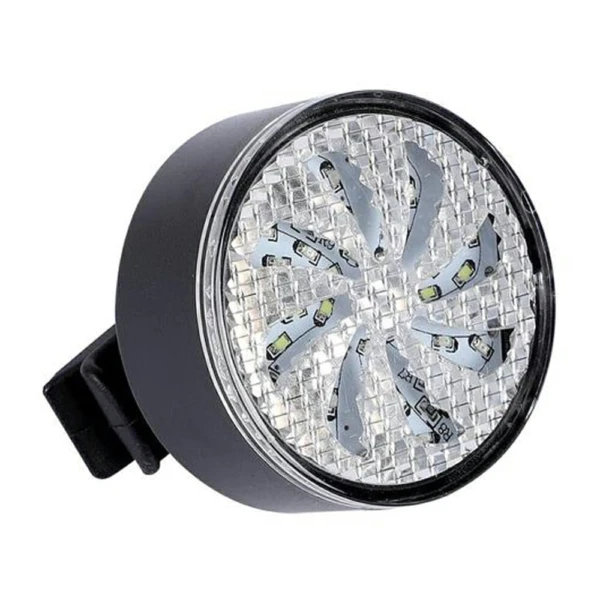 Luz trasera de bicicleta Aqy-0113 con LED brillantes y diseño circular, ideal para seguridad nocturna.