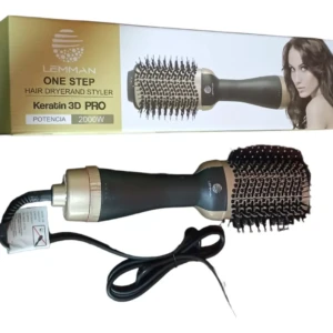 Cepillo Secador Lemman Keratina 3D Pro 2000W: secado y peinado profesional en un solo paso.