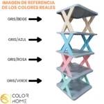 Organizador multiestante X5 en colores gris/beige, gris/azul, gris/rosa y gris/verde.