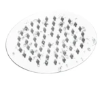 Regadera redonda de 20 cm de diámetro con chorros de agua y gotas.