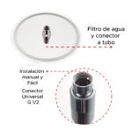 Regadera redonda de 20 cm con conector universal G 1/2 para instalación fácil.