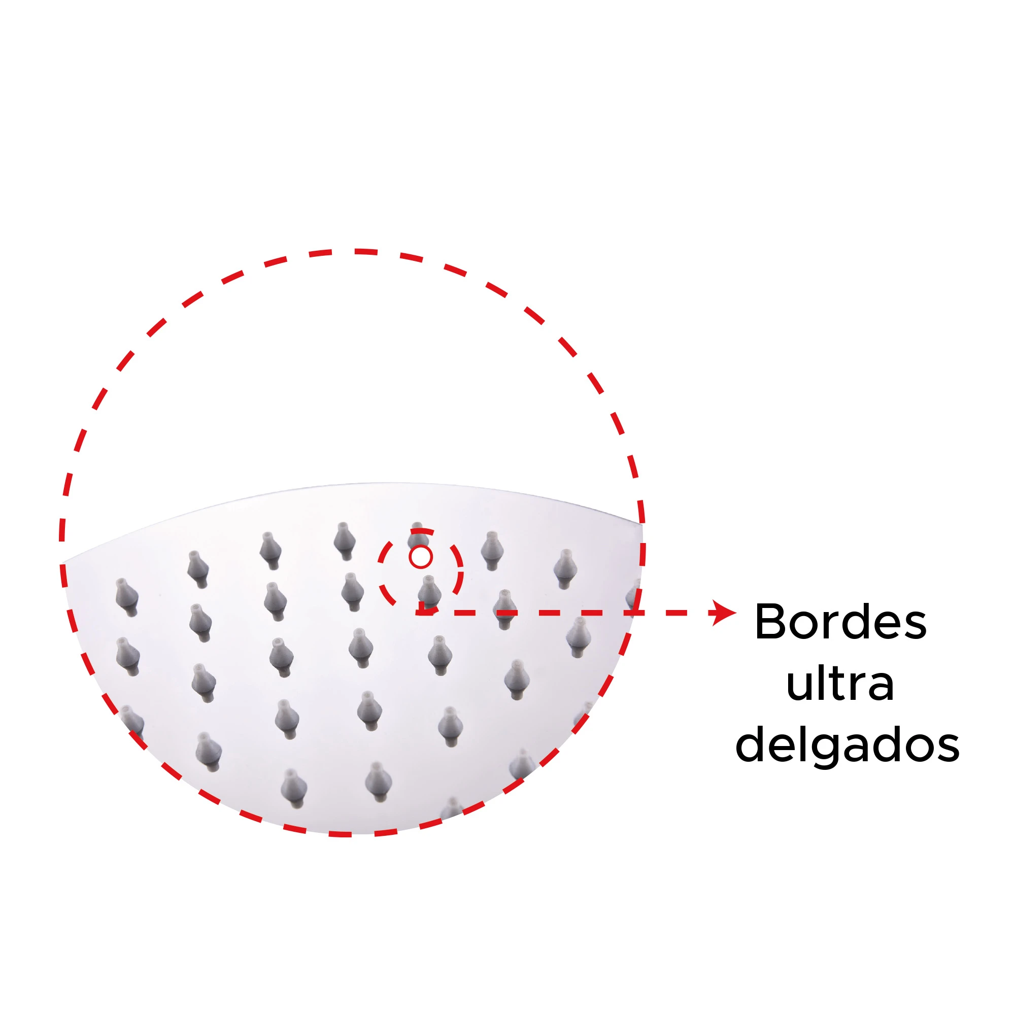 Regadera redonda de 20 cm con bordes ultra delgados, ideal para tu baño.