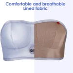 Masajeador Eléctrico de Senos: Lado de cuero blanco y lado de tela transpirable.