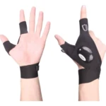 Guantes linterna con luz LED para dedos, negros, con ajuste de muñeca.