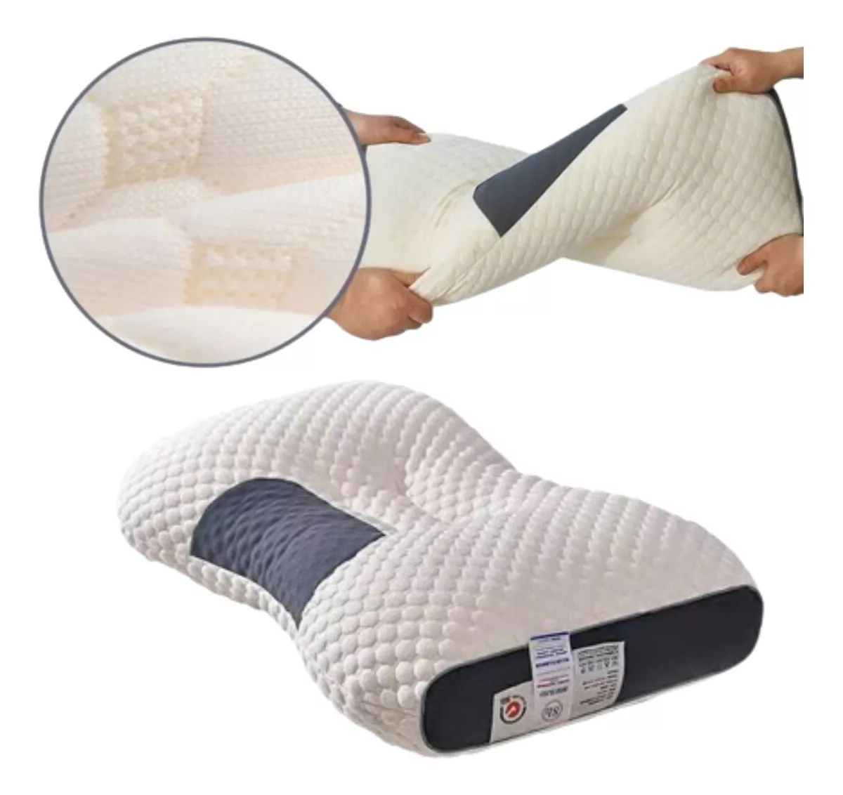 Almohada cervical 3D de espuma viscoelástica, cojín de apoyo para el cuello y la cabeza.