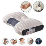Almohada cervical 3D con soporte ergonómico para cuello y espalda.
