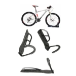 Soporte de pared negro para bicicletas, diseño de gancho para colgar la rueda, ideal para almacenamiento.