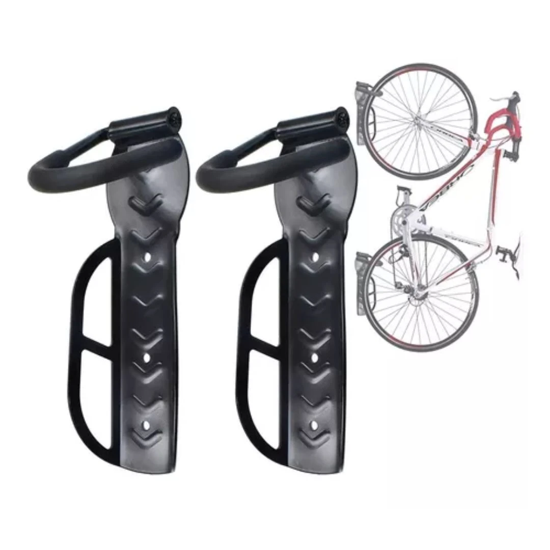 Par de soportes de pared para bicicletas, para colgar marcos y ahorrar espacio.